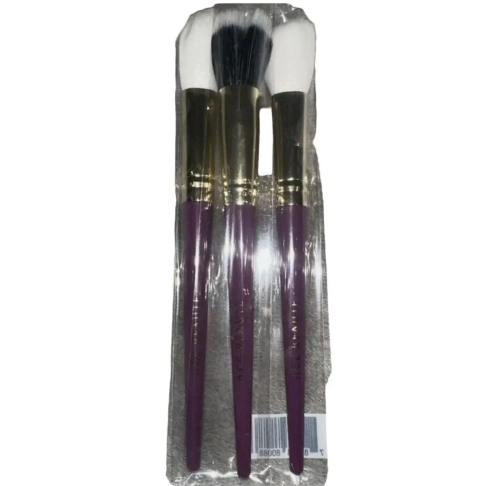 Ace Beaute 3 Piece Face Brush Set Cosmetics Foundation Powder Contour Makeup